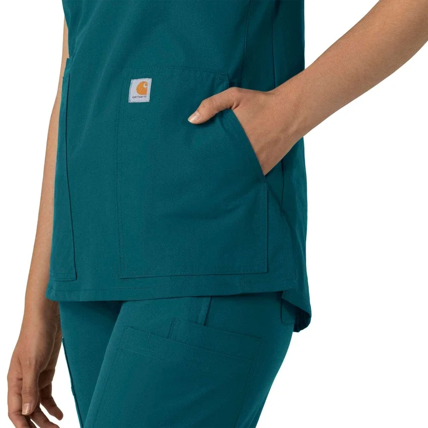 Blusa médica tipo túnica con cuello en V «Force Essentials» para mujer