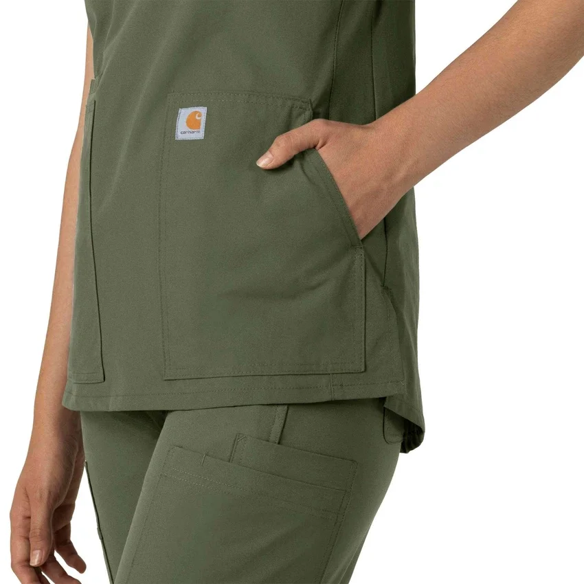 Blusa médica tipo túnica con cuello en V «Force Essentials» para mujer