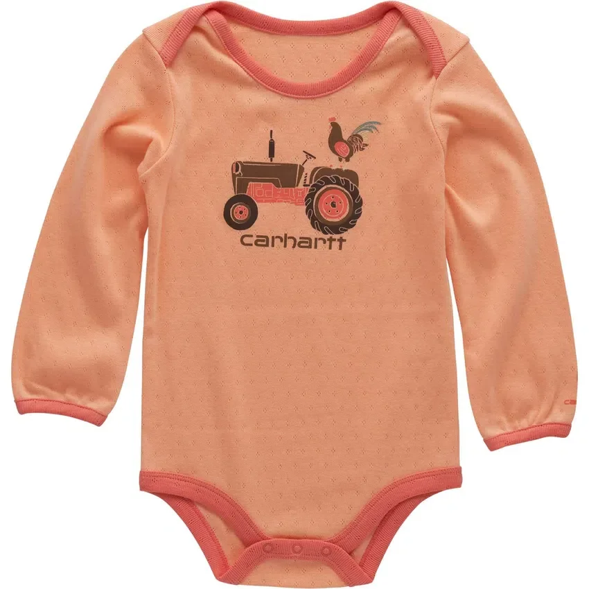 Body con manguitos largos y tractor para niñas (bebé)