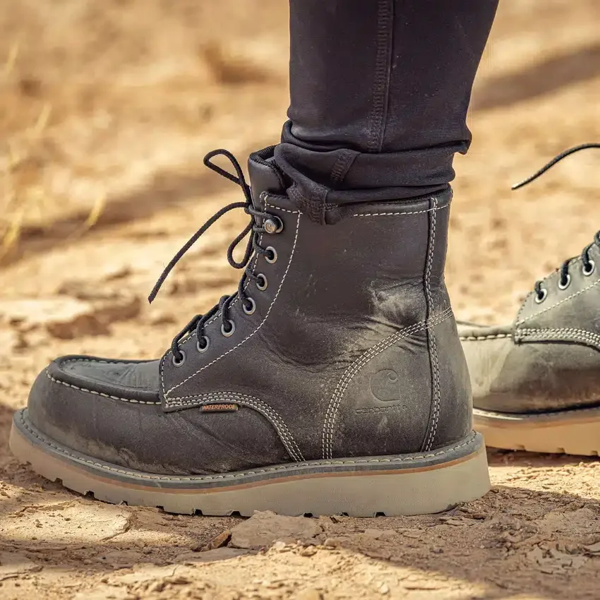 Botas de cuña con puntera moc para mujer, impermeables, de 6"