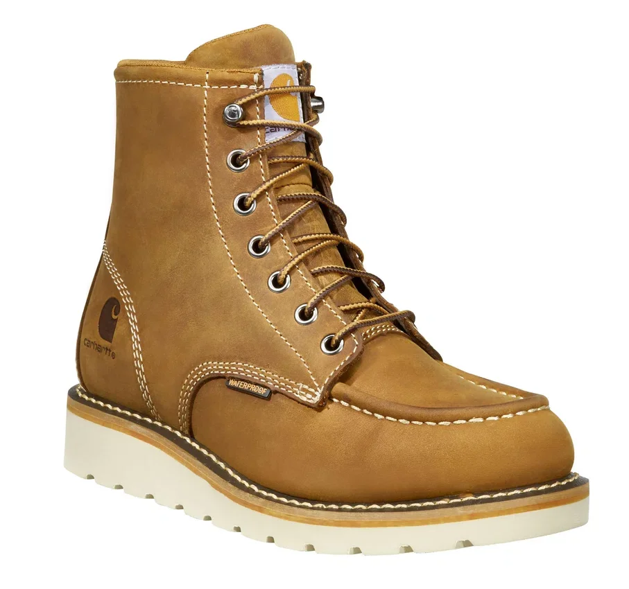 Botas de cuña con puntera moc para mujer, impermeables, de 6"