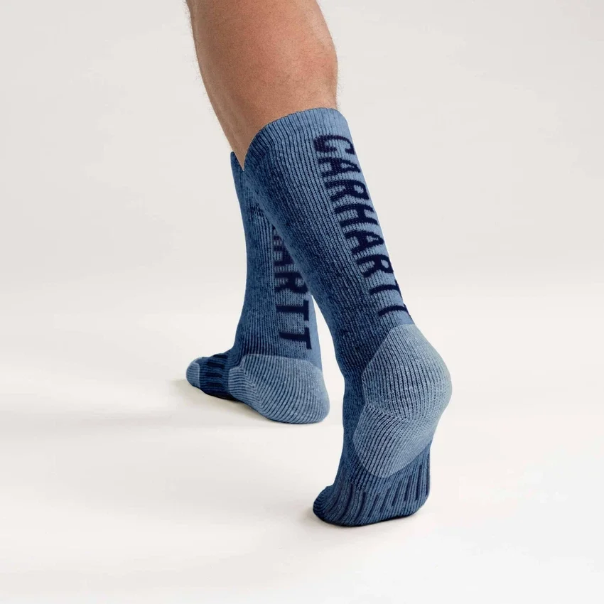 Calcetines de caña media con logotipo, mezcla de lana sintética de peso medio, paquete de 2 pares