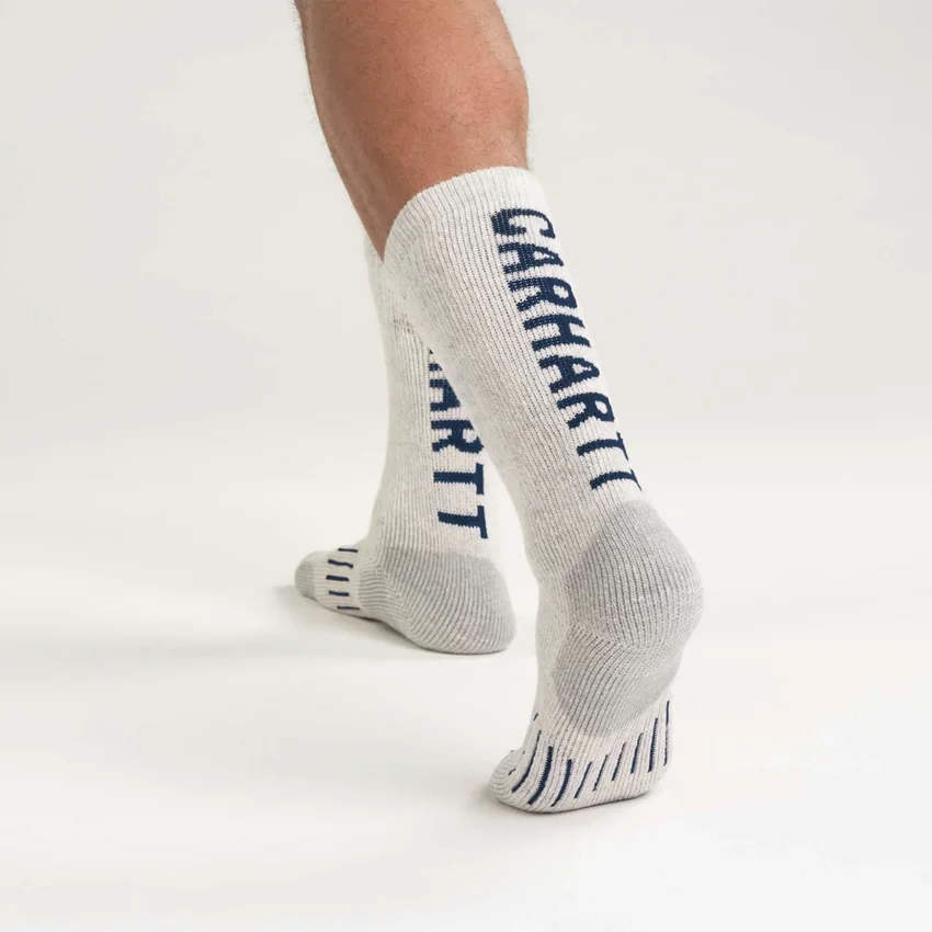 Calcetines de caña media con logotipo, mezcla de lana sintética de peso medio, paquete de 2 pares