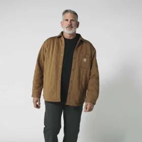 Camisa-chaqueta acolchada de corte holgado y tejido grueso con cierre de botones Rain Defender®