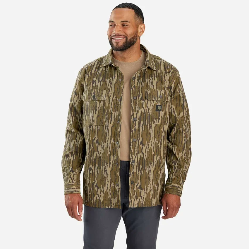 Camisa-chaqueta de camuflaje de lona con corte holgado Rugged Flex® y forro polar