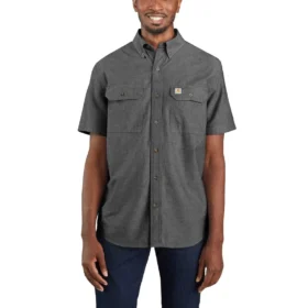 Camisa de chambray con manguitos cortos y corte holgado «Fort» para hombre - Camisas de trabajo para hombre