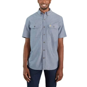 Camisa de chambray con manguitos cortos y corte holgado «Fort» para hombre - Camisas de trabajo para hombre