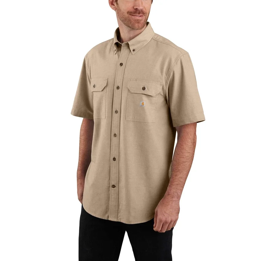 Camisa de chambray con manguitos cortos y corte holgado «Fort» para hombre - Camisas de trabajo para hombre