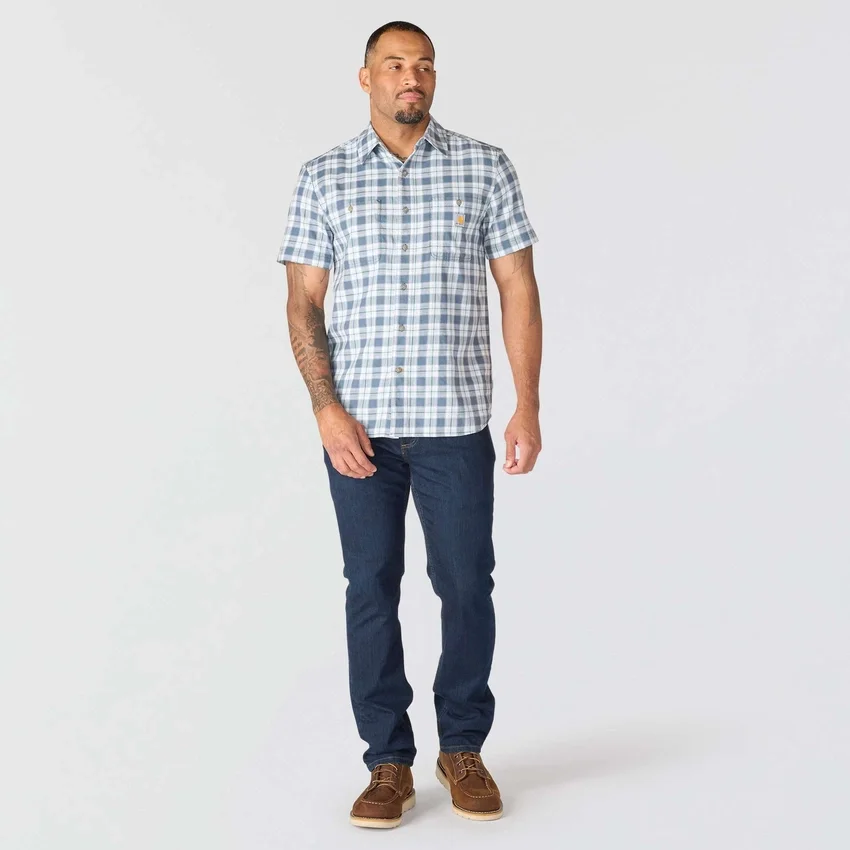 Camisa de cuadros de manguitos cortos y corte holgado «Bozeman» para hombre