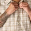 Camisa de cuadros de manguitos cortos y corte holgado «Bozeman» para hombre