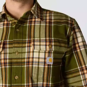 Camisa de franela a cuadros de manguitos largos, de corte holgado y tejido grueso