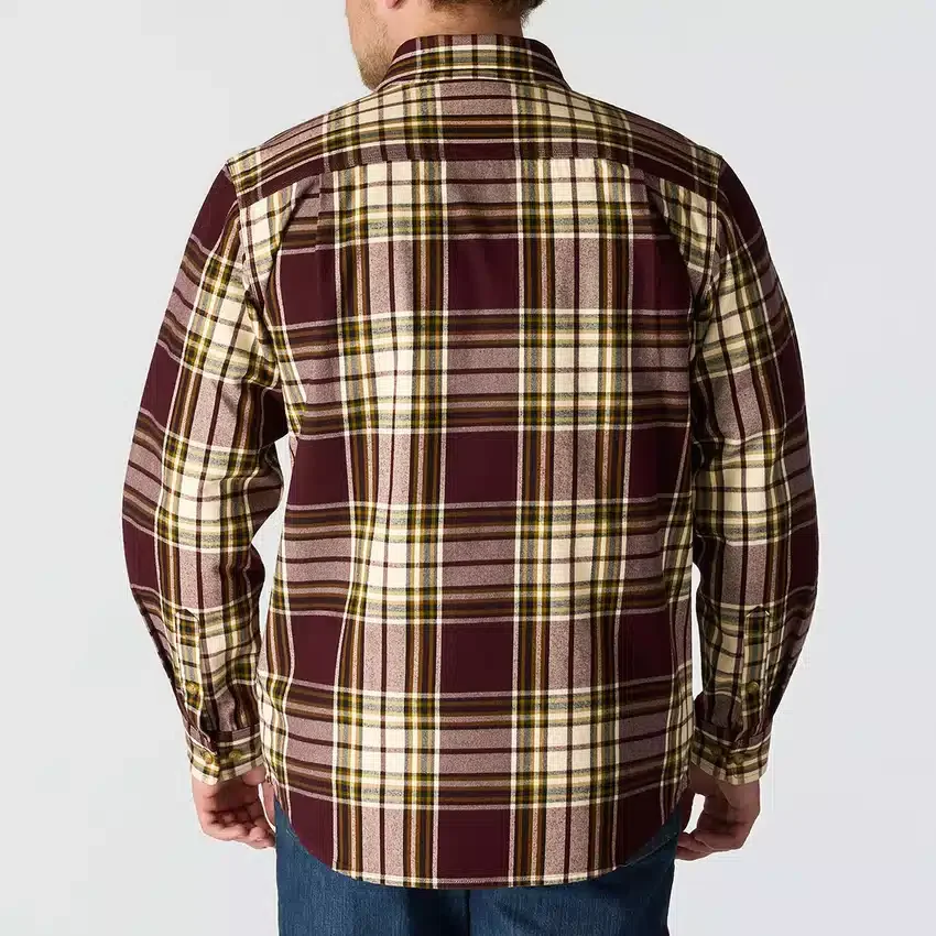 Camisa de franela a cuadros de manguitos largos, de corte holgado y tejido grueso