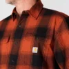 Camisa de franela a cuadros de manguitos largos, de corte holgado y tejido grueso