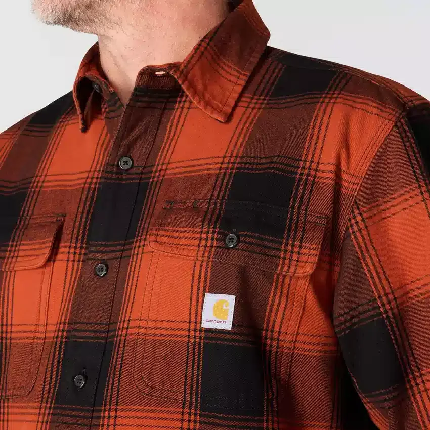 Camisa de franela a cuadros de manguitos largos, de corte holgado y tejido grueso