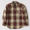 Camisa de franela a cuadros de manguitos largos, de corte holgado y tejido grueso