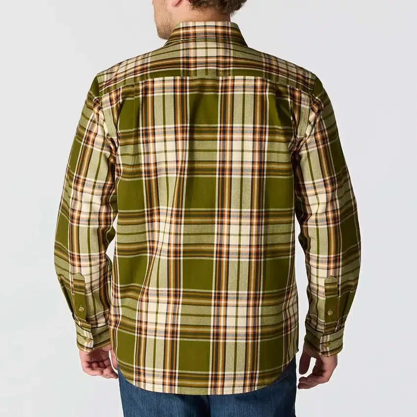 Camisa de franela a cuadros de manguitos largos, de corte holgado y tejido grueso