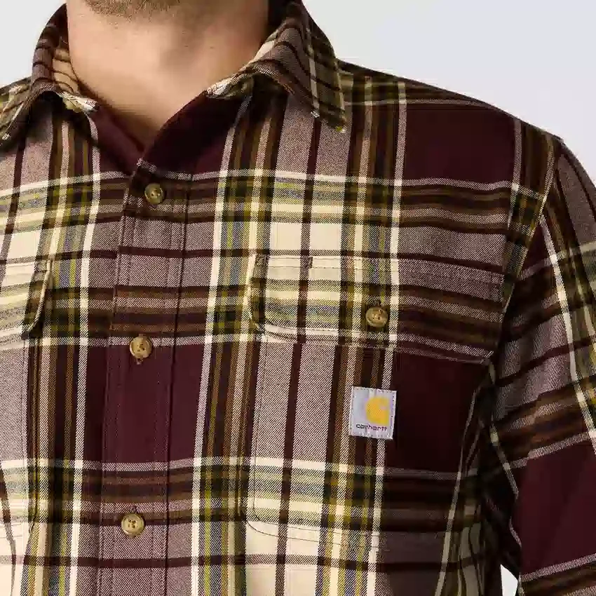 Camisa de franela a cuadros de manguitos largos, de corte holgado y tejido grueso