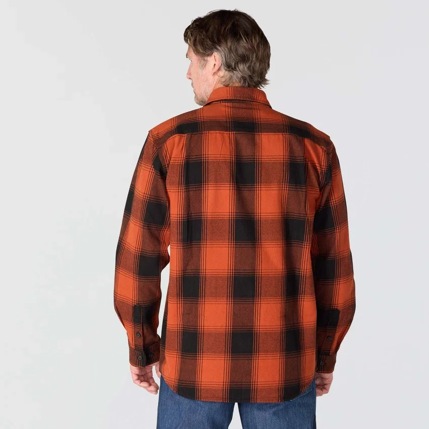 Camisa de franela a cuadros de manguitos largos, de corte holgado y tejido grueso