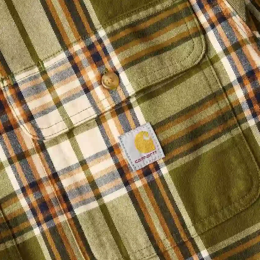 Camisa de franela a cuadros de manguitos largos, de corte holgado y tejido grueso