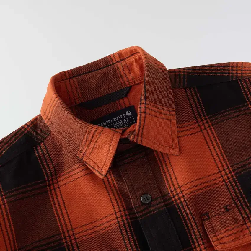Camisa de franela a cuadros de manguitos largos, de corte holgado y tejido grueso