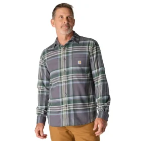 Camisa de franela a cuadros de manguitos largos, de peso medio y corte holgado Rugged Flex™