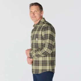 Camisa de franela a cuadros de manguitos largos, de peso medio y corte holgado Rugged Flex™
