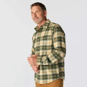 Camisa de franela a cuadros de manguitos largos, de peso medio y corte holgado Rugged Flex™