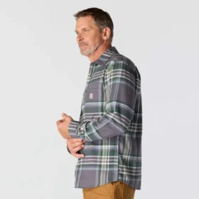 Camisa de franela a cuadros de manguitos largos, de peso medio y corte holgado Rugged Flex™
