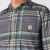 Camisa de franela a cuadros de manguitos largos, de peso medio y corte holgado Rugged Flex™