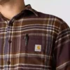 Camisa de franela a cuadros de manguitos largos, de peso medio y corte holgado Rugged Flex™