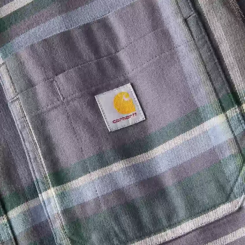 Camisa de franela a cuadros de manguitos largos, de peso medio y corte holgado Rugged Flex™