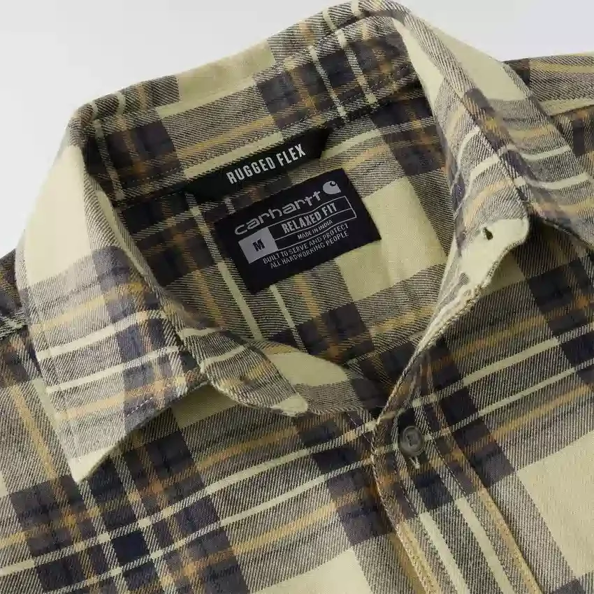Camisa de franela a cuadros de manguitos largos, de peso medio y corte holgado Rugged Flex™