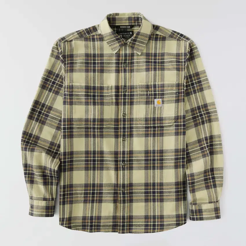 Camisa de franela a cuadros de manguitos largos, de peso medio y corte holgado Rugged Flex™