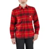 Camisa de franela de peso medio, con manguitos largos y estampado a cuadros, de corte holgado Rugged Flex®