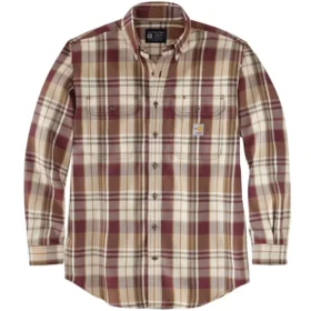 Camisa de hombre de sarga a cuadros, corte holgado y manguitos largos - Camisas ignífugas