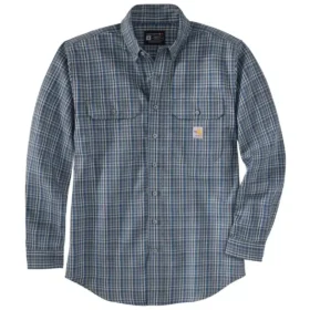 Camisa de hombre de sarga a cuadros, corte holgado y manguitos largos - Camisas ignífugas