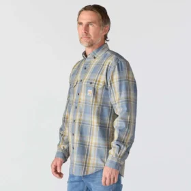 Camisa de hombre de sarga a cuadros, corte holgado y manguitos largos – Camisas ignífugas