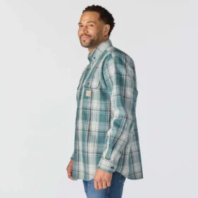 Camisa de hombre de sarga a cuadros, corte holgado y manguitos largos – Camisas ignífugas