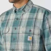 Camisa de hombre de sarga a cuadros, corte holgado y manguitos largos - Camisas ignífugas