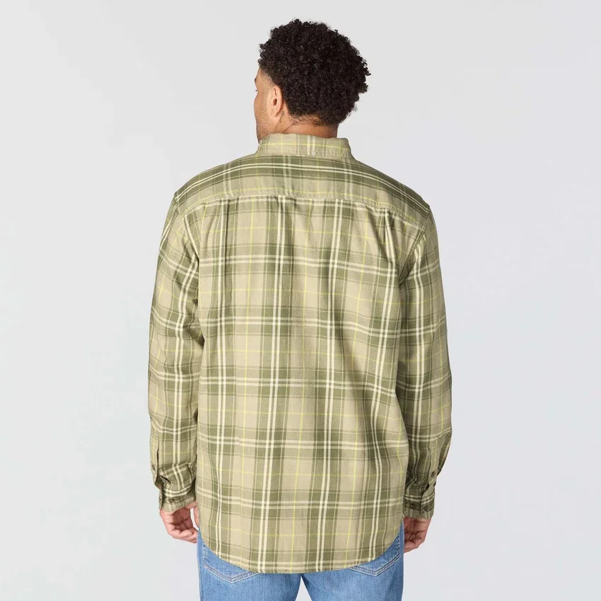 Camisa de hombre de sarga a cuadros, corte holgado y manguitos largos - Camisas ignífugas