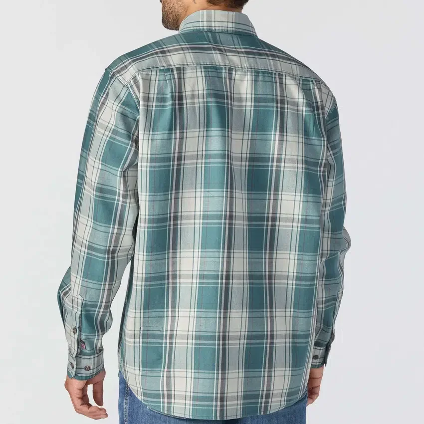 Camisa de hombre de sarga a cuadros, corte holgado y manguitos largos - Camisas ignífugas