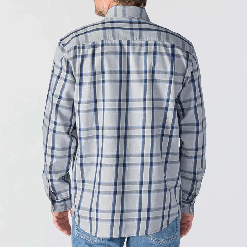 Camisa de hombre de sarga a cuadros, corte holgado y manguitos largos - Camisas ignífugas