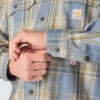 Camisa de hombre de sarga a cuadros, corte holgado y manguitos largos - Camisas ignífugas
