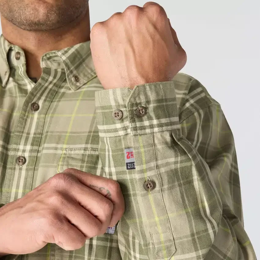 Camisa de hombre de sarga a cuadros, corte holgado y manguitos largos - Camisas ignífugas