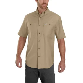 Camisa de lona de manguitos cortos de corte holgado Windham para hombre