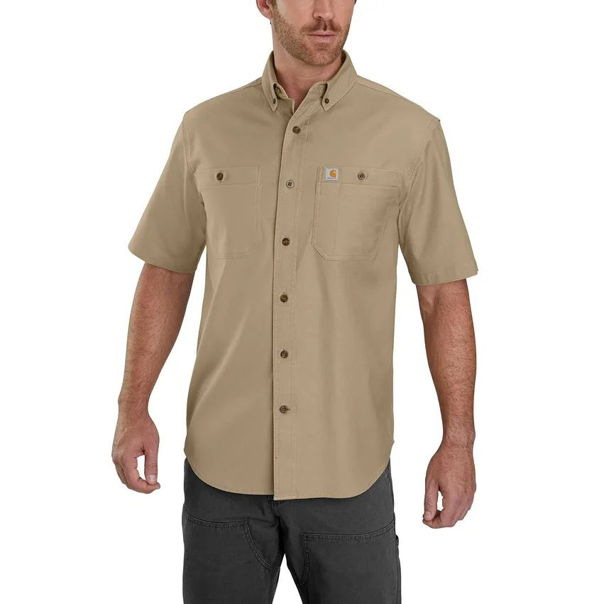 Camisa de lona de manguitos cortos de corte holgado Windham para hombre