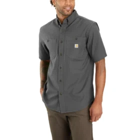Camisa de lona de manguitos cortos de corte holgado Windham para hombre
