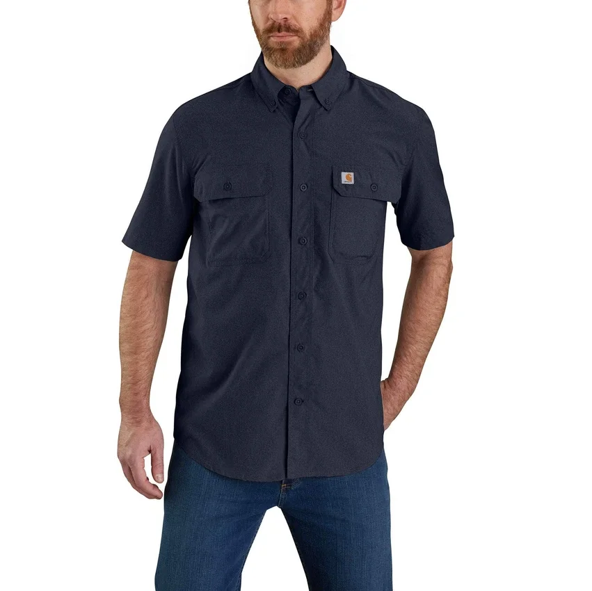 Camisa de manguitos cortos de chambray Force Sun Defender™ para hombre, corte holgado - Camisas con protección solar
