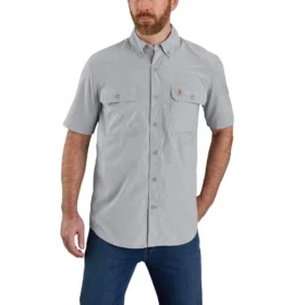 Camisa de manguitos cortos de chambray Force Sun Defender™ para hombre, corte holgado - Camisas con protección solar