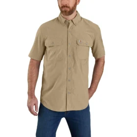 Camisa de manguitos cortos de chambray Force Sun Defender™ para hombre, corte holgado - Camisas con protección solar